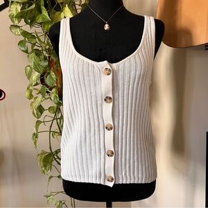 American Eagle Button Front Cream Cotton Tank - Size Large